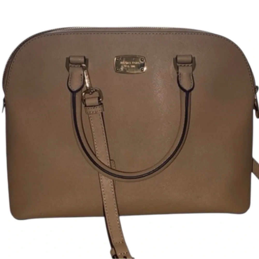 Michael Kors Tan Satchel with Structured Design